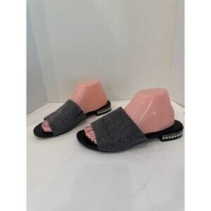 Patrizia by Spring Step Sparkly SlipOn Band Pearl Accent Heel Sandals US 9 EU 40